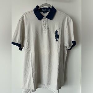 Ralph Lauren Cream Polo Shirt with Navy Details